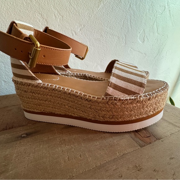 See By Chloe Tan and White Espadrille Sandals - Picture 1 of 4